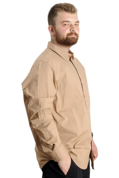 Mode XL Büyük Beden Erkek Ukol Cep Lycra Poplin 20350 Kahverengi - 3