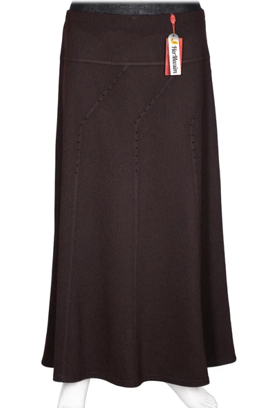 Hesna Kadın Seher Kışlık Büyük Beden Taşlı Astarsız Lastikli Kahve Etek ürün görseli 1