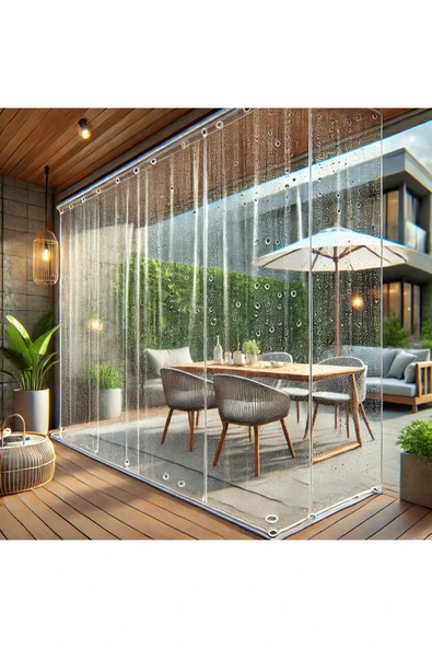 sizenelazım 300cm x 420cm Şeffaf Su Geçirmez Perde (Korniş Kullanımı İçin) - Resim 3