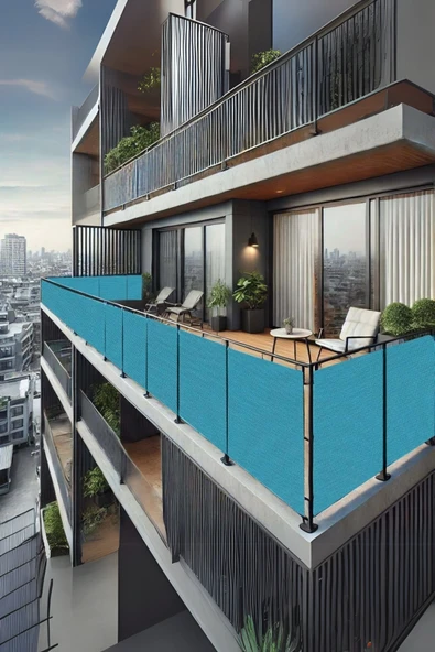 sizenelazım 100cm x 9m  Mavi  Balkon Bahçe Çit Brandası  Su İtici, UV Koruyucu, Dekoratif Örtü ürün görseli
