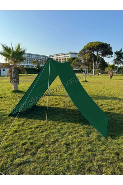 sizenelazım Pratik Kamp Gölgeliği ve Plaj Şemsiyesi 1.5m x 5m  Su İtici Oxfort Kumaş (Koyu Yeşil Renk) ürün görseli