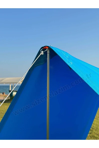 sizenelazım Pratik Kamp Gölgeliği ve Plaj Şemsiyesi 1.5m x 5m  Su İtici Oxford Kumaş (Mavi Renk) - Resim 2