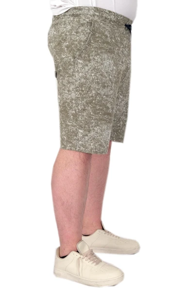 Mode XL Büyük Beden Erkek Şort Aşındırma Baskı 20037s Haki - 2