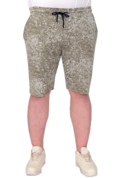 Mode XL Büyük Beden Erkek Şort Aşındırma Baskı 20037s Haki