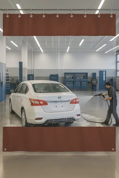 sizenelazım 0.80mm Şeffaf Oto Servis ve Yıkama Ara Bölme Perdesi 12 Renk Yükseklik 200 cm x Genişlik 350 cm ürün görseli