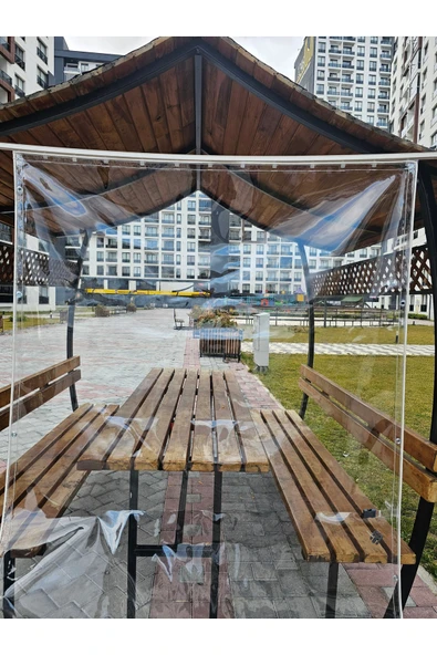 sizenelazım 300cm x 420cm Şeffaf Su Geçirmez Perde (Korniş Kullanımı İçin) - Resim 4