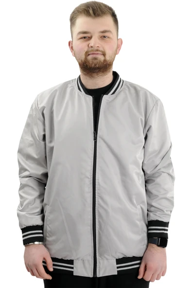 Mode XL Büyük Beden Erkek Çift Taraflı Mont 23652 Gri ürün görseli