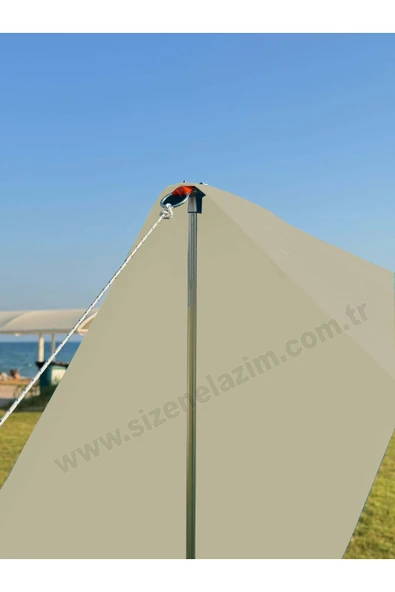 sizenelazım Pratik Kamp Gölgeliği ve Plaj Şemsiyesi 1.5m x 5m Su İtici Oxford Kumaş (Krem Renk) - Resim 2