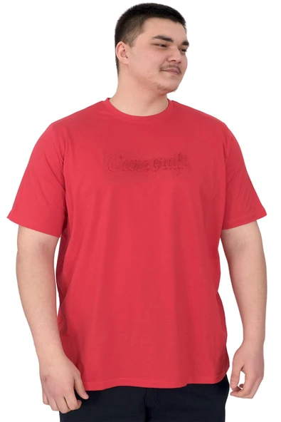 Mode XL Büyük Beden Erkek T-Shirt Bisiklet Yaka Craft U25016 Kırmızı ürün görseli