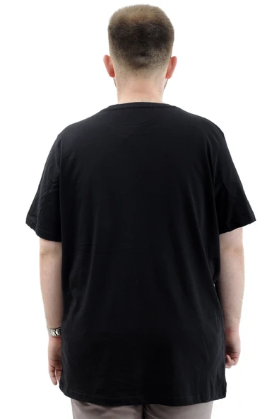 Mode XL Büyük Beden Erkek Tişört Baskılı Bisiklet Yaka Pamuklu CHANGE U24084 Siyah - Resim 4