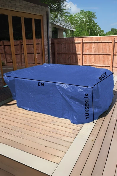 sizenelazım (4m x 4.5m x 1m) Mavi Bahçe Mobilya Koruma Örtüsü  Su Geçirmez Branda - Resim 2