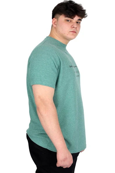 Mode XL Büyük Beden Erkek Tişört Baskılı LOS ANGELES WAFFLE U25001 Çağla - Resim 3