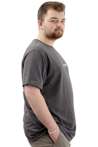 Mode XL Büyük Beden Baskılı Erkek T-Shirt Bisiklet Yaka VAN GOGH U24040 Antrasit - Resim 3