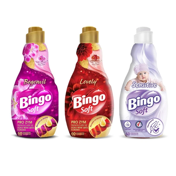 Bingo Soft Konsantre Çamaşır Yumuşatıcısı 1440 ml 3 lü Karma Set