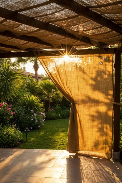 sizenelazım Jüt , Kanaviçe, Hasır, Kumaş Kamelya Perdesi Yükseklik 200cm Genişlik 320cm - Resim 5