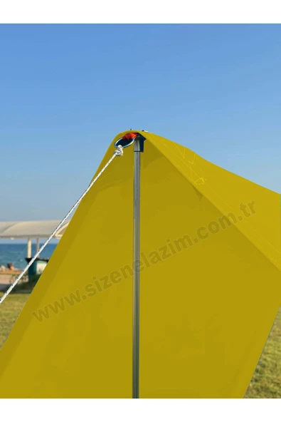 sizenelazım Pratik Kamp Gölgeliği ve Plaj Şemsiyesi 1.5m x 5m  Su İtici Oxford Kumaş (Sarı Renk) - Resim 2