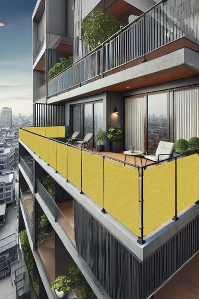 sizenelazım 90cm x 8.5m  Sarı  Balkon Bahçe Çit Brandası  Su İtici, UV Koruyucu, Dekoratif Örtü - 1