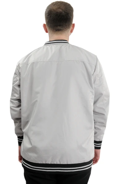 Mode XL Büyük Beden Erkek Çift Taraflı Mont 23652 Gri - Resim 4