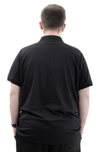 Mode XL Büyük Beden Erkek Tişört Polo Yaka JAKAR U24337 Siyah - Resim 4