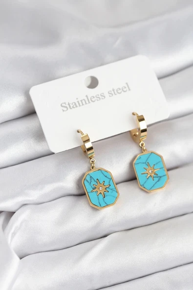 pilelistore 316L Çelik Gold Renk Kutup Yıldızı Model Kadın Küpe - TJ-BKP11231