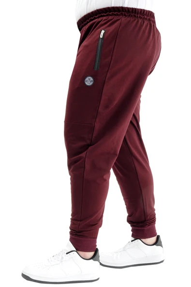 Mode XL Büyük Beden Eşofman Altı Dar Paça Zippered 22501 Mürdüm - Resim 2