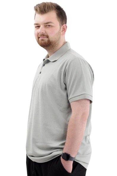 Mode XL Büyük Beden Erkek Tişört Polo Yaka JAKAR U24337 Çağla - Resim 2