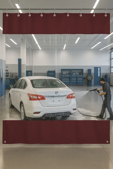 sizenelazım 0.80mm Şeffaf Oto Servis ve Yıkama Ara Bölme Perdesi 12 Renk Yükseklik 200 cm x Genişlik 600 cm ürün görseli