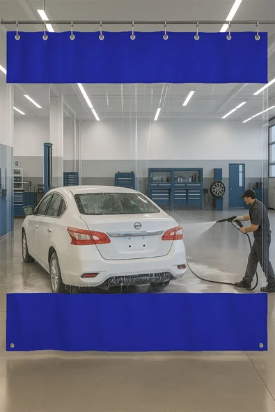 sizenelazım 0.80mm Şeffaf Oto Servis ve Yıkama Ara Bölme Perdesi 12 Renk Yükseklik 250 cm x Genişlik 900 cm ürün görseli