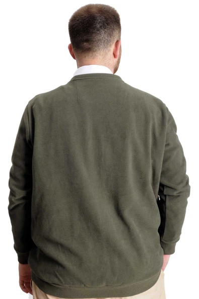 Mode XL Büyük Beden Erkek Hırka Vanize Selanik Düğmeli 20548 Haki - 8