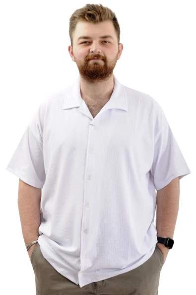 Mode XL Büyük Beden Erkek Gömlek Apas Yaka JAKAR U24380 Beyaz