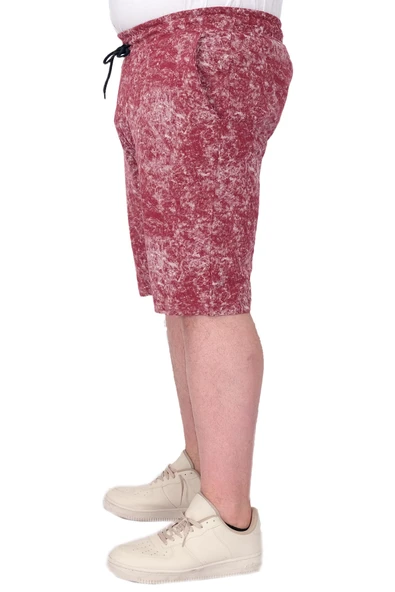 Mode XL Büyük Beden Erkek Şort Aşındırma Baskı 20037s Bordo - 4