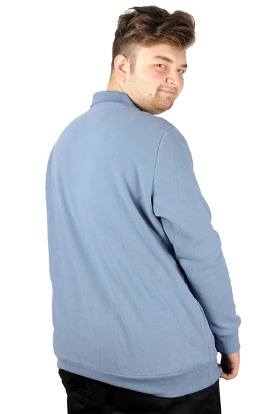 Mode XL Erkek Sweatshirt  Polo Vnz Selanik 20440 Mavi - Resim 4
