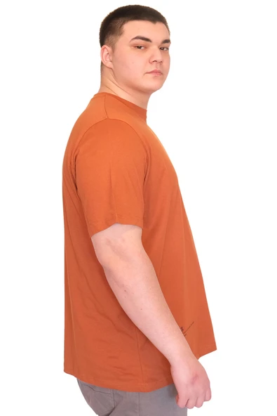 Mode XL Büyük Beden Erkek T-Shirt Bisiklet Yaka FAULTLESS Basklılı U25011 Tarçın - Resim 2