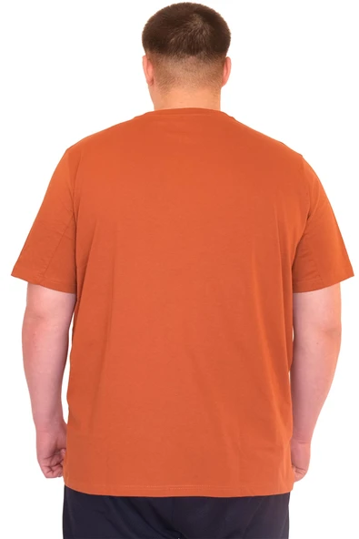 Mode XL Büyük Beden Erkek T-Shirt Bisiklet Yaka NOT DEFINETS Baskılı U25009 Tarçın - Resim 3