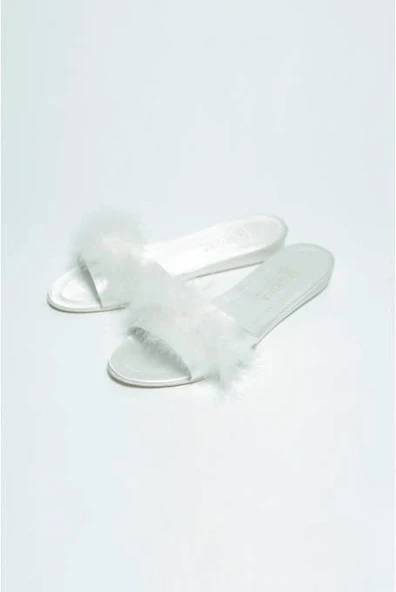 Giona 707 Kadın Tüylü Gelin Terliği - 5