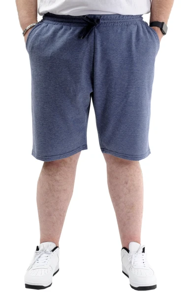 Mode XL Büyük Beden Erkek Cepli Şort WAFFLE 23498 İndigo