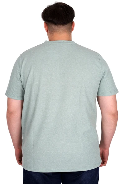 Mode XL Büyük Beden Erkek Hakim Yaka Tişört Waffle U20036 Çağla - Resim 4