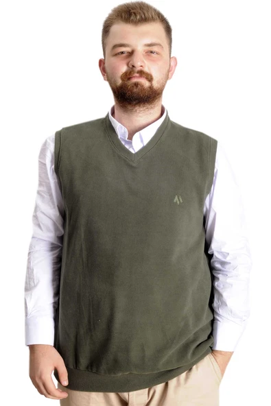 Mode XL Büyük Beden Erkek Süeter Vanize Selanik 20547 Haki