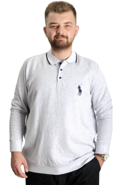 Mode XL Büyük Beden Erkek Sweat Polo Selanik Horse 23442 Karmelanj ürün görseli 1