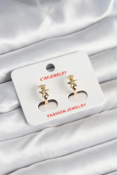 pilelistore Pirinç Gold Renk Yıldız Kadın Küpe - TJ-BKP11242 ürün görseli 1
