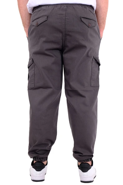 Mode XL Büyük Beden Erkek Gabardin Kargo Jogger Doga 21927 Antrasit - Resim 4