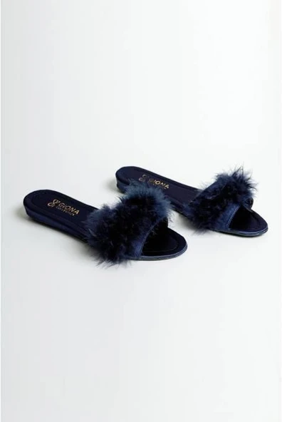 Giona 707 Kadın Tüylü Gelin Terliği - 8