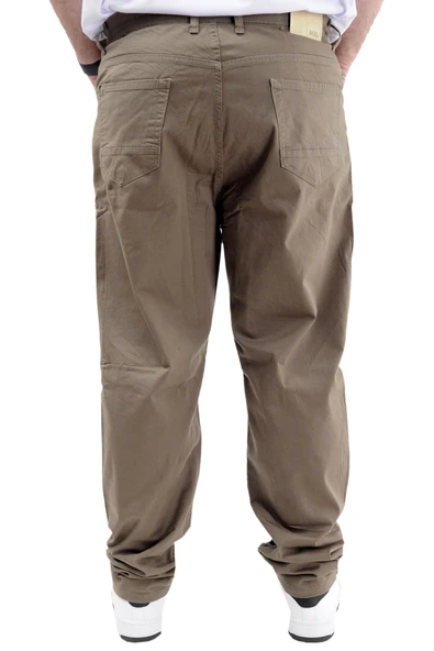 Mode XL Büyük Beden Pantolon Keten 5Cep Milano Classic 20902 Toprak - Resim 4