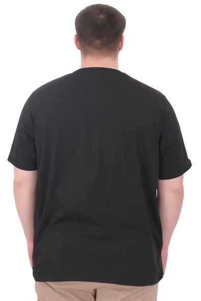 Mode XL Büyük Beden Erkek Baskılı T-Shirt Palm Dream U25026 Siyah - Resim 3