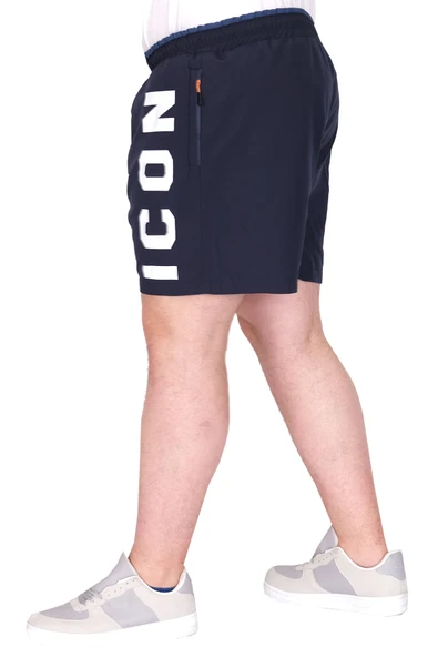 Mode XL Büyük Beden Erkek Deniz Şortu ICON U25402 Lacivert - Resim 4