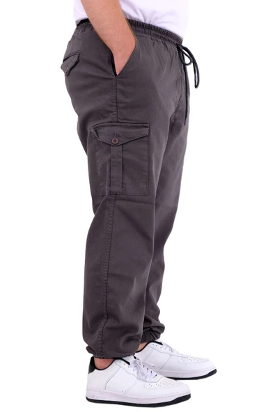 Mode XL Büyük Beden Erkek Gabardin Kargo Jogger Doga 21927 Antrasit - Resim 3