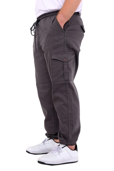Mode XL Büyük Beden Erkek Gabardin Kargo Jogger Doga 21927 Antrasit - Resim 2