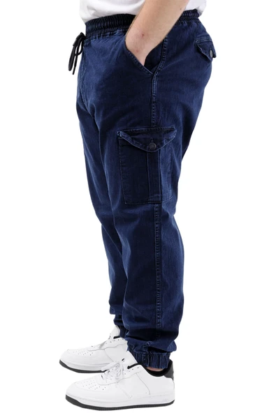 Mode XL Büyük Beden Erkek Kot Jogger Kargo Cepli TORONTO 23917 Lacivert - 2