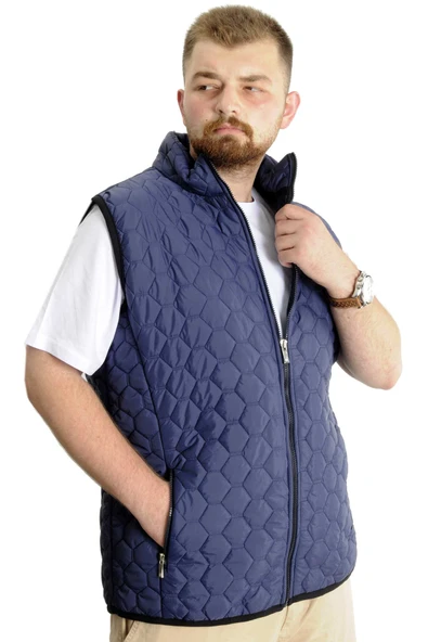 Mode XL Büyük Beden Erkek Yelek Kapitone 23702 Lacivert - 3