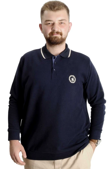 Mode XL Büyük Beden Erkek Sweat Polo Selanik Horse 23440 Lacivert ürün görseli